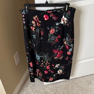 Rebecca Taylor Black Floral Pencil Skirt